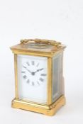 French Duverdry & Bloquel brass case carriage clock, the enamel dial with black roman numerals, 11cm