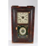 Ansonia Clock Co American wall clock, the white dial with Roman numerals above a foliate decorated
