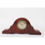 Edwardian mahogany Napoleon hat mantel clock, the silvered dial with Arabic numerals, the case