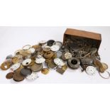 Collection of pocket watch dials, movements, cases etc. (qty)
