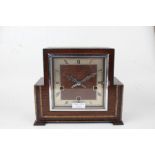 Enfield Art Deco mantle clock, the oak case having square dial with Roman numerals, 26cm wide