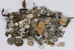 Collection of watch dials, movements, cases etc. (qty)