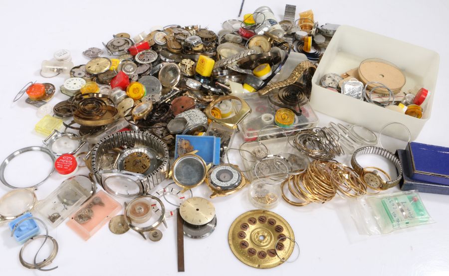 Collection of watch dials, movements, cases etc. (qty)