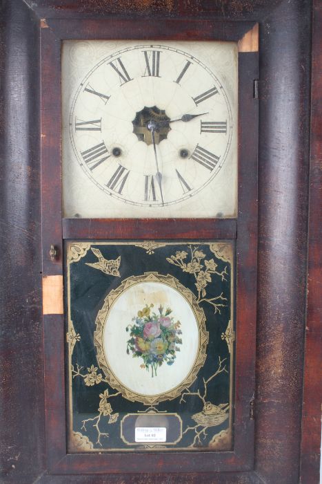 Ansonia Clock Co American wall clock, the white dial with Roman numerals above a foliate decorated - Image 2 of 2