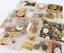 Wrist and pocket watch cases, dials and movements (qty)