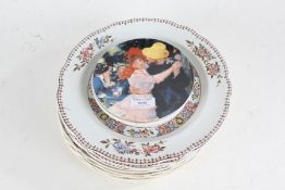 Five Spode Copeland foliate decorated dinner plates, four Booths Ltd Bayonne pattern dinner