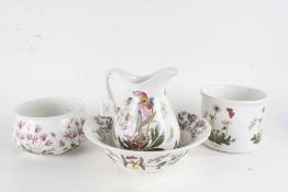 Portmeirion Botanic Garden pattern jug and bowl set, jardinière and flower bowl (4)