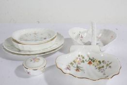 Wedgwood Mirabella pattern porcelain, to include shell shaped dish, basket, oval dish, three oval