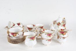 Quantity of Royal Albert 'Old Country Roses' teaware, to include six each cups, saucers and side