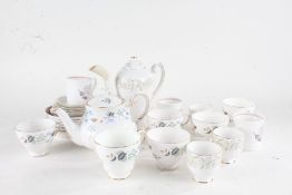 Collection of Cups and saucers of various makers, to include Roslyn whispering pattern, Colclough