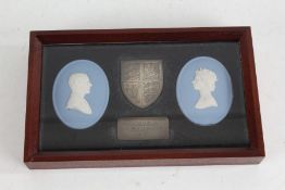 Wedgwood jasperware and white metal commemorative plaque 'The Silver Jubilee of H.M. Queen Elizabeth
