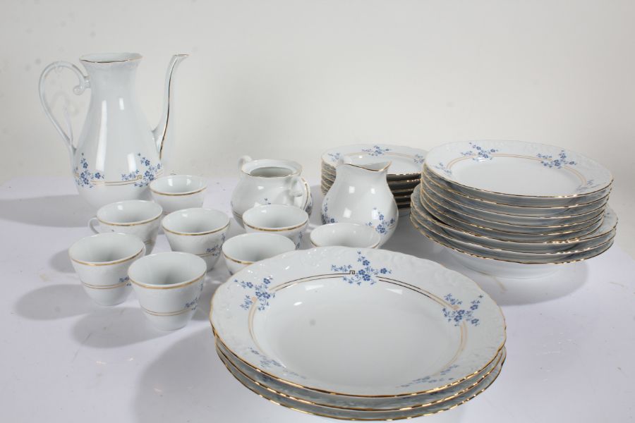 Spal Portuguese porcelain coffee set, consisting of twelve cups and saucers, plates, coffee pot,