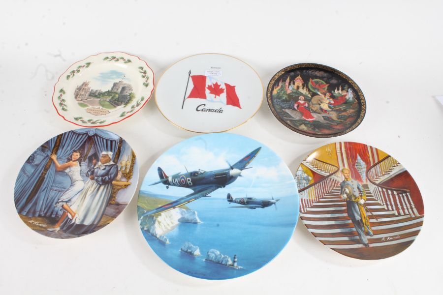 Mixed ceramics to include Commemorative plates and mugs, a D-Day landings and Falkland Islands mugs,