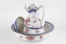 Booths 'Lowestoft Border' toilet set, comprising wash jug, bowl, chamber pot and dish