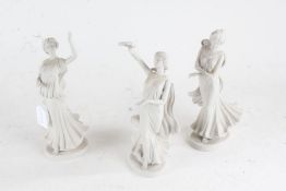 Set of three Wedgwood limited edition figurines 'The Three Graces', No. 301, sculpted by Martin