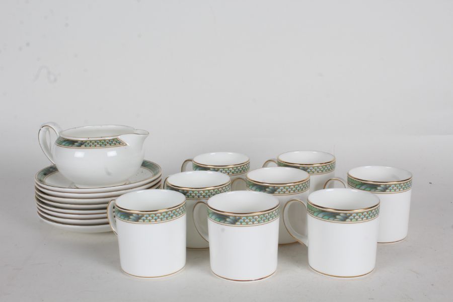 Wedgwood Icarus pattern coffee service, consisting of eight coffee cups, eight saucers, milk jug (