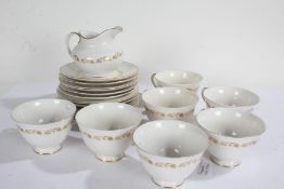 Quantity of Royal Doulton Fairfax tea cups and saucers, with side plates (qty)