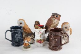 Collection of various owl ornaments to include Leonardo Collection, together with two Holkham