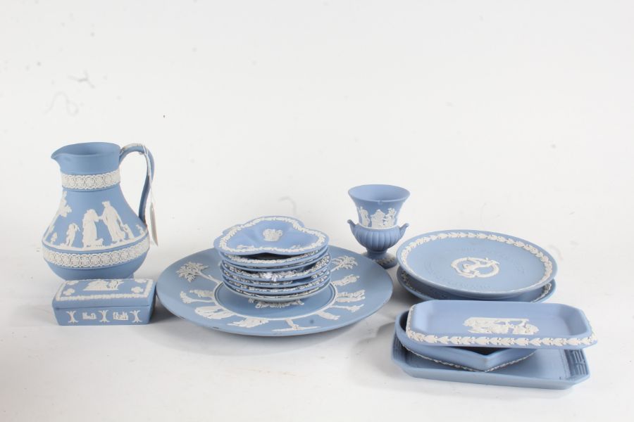 Collection of Wedgwood jasperware, to include a jug, plates, pin dishes etc. (qty)