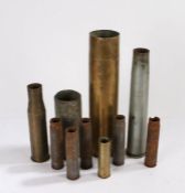 Selection of shell cases , 20mm, 37mm, 75mm etc, (qty)