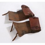Second World War British leather gaiters of the type issued to the Home Guard, inner sides