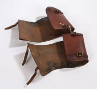 Second World War British leather gaiters of the type issued to the Home Guard, inner sides