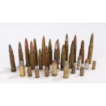 Selection of small calibre cartridge cases and projectiles, for drill/display purposes, inert, (