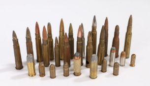 Selection of small calibre cartridge cases and projectiles, for drill/display purposes, inert, (