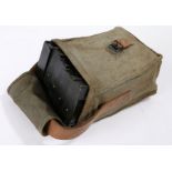 Russian/Warsaw Pact ammunition pouch, webbing with leather strap, containing 5 curved magazines,