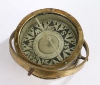 Brass, liquid filled, ships compass, dial marked to 'J.W. SEARBY & SON, LOWESTOFT', 23.5 cm in