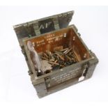 British army iron bound equipment box, 'Aerials Dummy, No 2 and No 3, Equipments, WD 3883'
