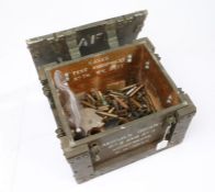 British army iron bound equipment box, 'Aerials Dummy, No 2 and No 3, Equipments, WD 3883'