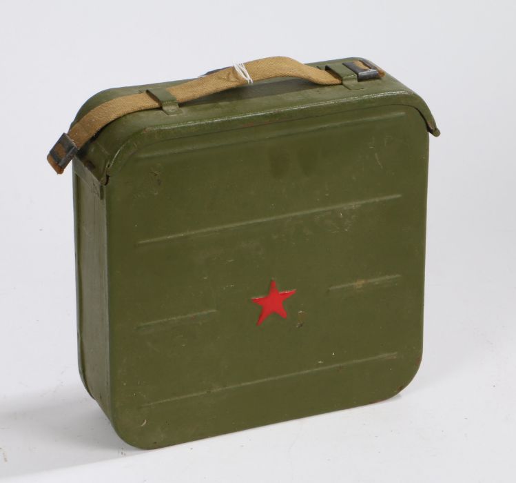 Russian Maxim Machine Gun Ammunition Box containing a quantity of link for the ammunition wrapped in