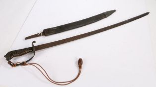 Imperial German M1864 Faschinenmesser, curved steel blade in poor condition, handle missing, held in