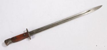 British 1907 Pattern Sword Bayonet, date illegible, Enfield inspection mark, stamped 'DP' to