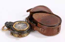 Short & Mason MK VII compass and case dated 1916, glass cracked, held in leather case marked