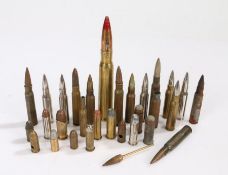 Selection of small calibre cartridge cases and projectiles, for drill/display purposes, inert, (