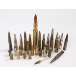 Selection of small calibre cartridge cases and projectiles, for drill/display purposes, inert, (