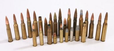 Selection of small calibre cartridge cases and projectiles, for drill/display purposes, inert, (