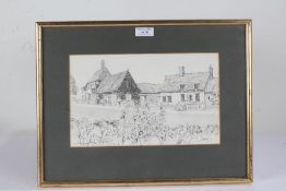 John Western (1948-1993) - "The Old Forge, Glemham, Suffolk" pencil on paper street scene, signed to