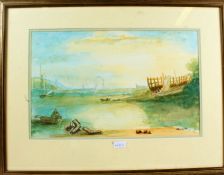 Ron Briggs, Walberswick Green, signed watercolour, housed in a glazed white painted frame, Jenny