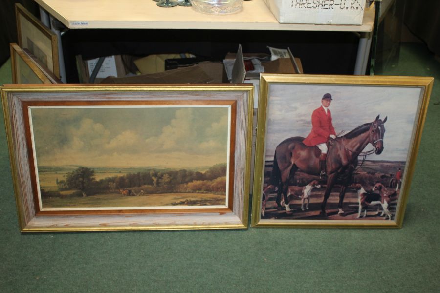 John Constable print, "Dedham Vale with Ploughmen", together with a coloured print depicting a