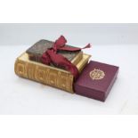 Miniature bible, book of common prayer with white metal cover, book of common prayer, with leather