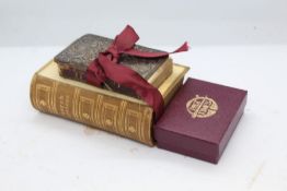 Miniature bible, book of common prayer with white metal cover, book of common prayer, with leather