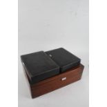 Oak canteen box with some contents, Walker & Hall condiment set box, Munsey & Co. Ltd. cutlery