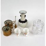Works of art to include pair of Minton Marlow pattern vases, Chinese vase, glass biscuit barrel