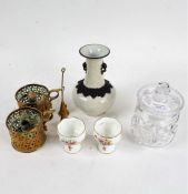 Works of art to include pair of Minton Marlow pattern vases, Chinese vase, glass biscuit barrel