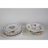 Collection of 19th Century and later plates, mostly decorated with flowers, one with an impressed