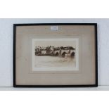 Two etchings by P. Grahame, Old Dee Bridge, Chester, and Falmouth from Pendennis, both pencil signed