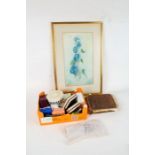 Marian Matthews, watercolour study 'The Blue Begonia', together with a quantity of empty jewellery